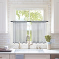MIULEE Short Sheer Curtains 30 Inch Length for Kitchen Bathroom Cafe Half Window Treatment, Rod Pocket Tier Curtains 2 Panels, 29x30 Inches Long, Dark Grey