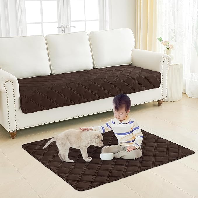 Smiry Waterproof Dog Bed Cover Blanket 30x53, Soft Reversible Pet Blanket, Washable Leakproof Cats Dogs Couch Cover for Sofa, Couch, Furniture, Lattice, Chocolate/Beige