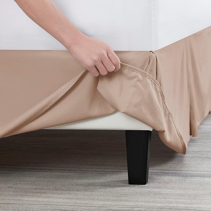 Nestl Taupe Twin Bed Skirt - Twin Size Bed Skirt 14 Inch Drop - Brushed Microfiber Bed Skirts - Hotel Quality Pleated Bed Skirt - Shrinkage & Fade Resistant