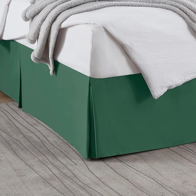 Nestl Hunter Green Full XL Bed Skirt - Full XL Size Bed Skirt 14 Inch Drop - Brushed Microfiber Bed Skirts - Hotel Quality Pleated Bed Skirt - Shrinkage & Fade Resistant