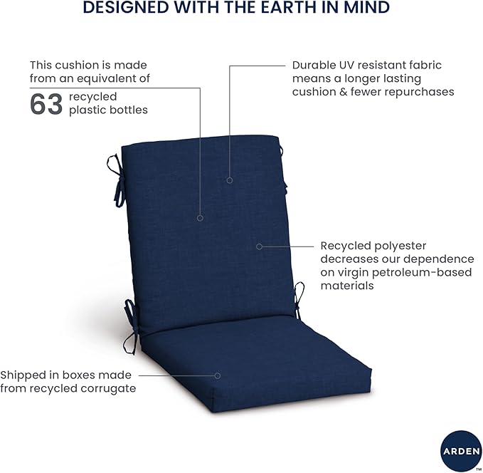 Arden Outdoor Dining Chair Cushion, 20 x 20, Rain-Proof, Fade Resistant, 20 x 20, Peacock Blue Green Texture