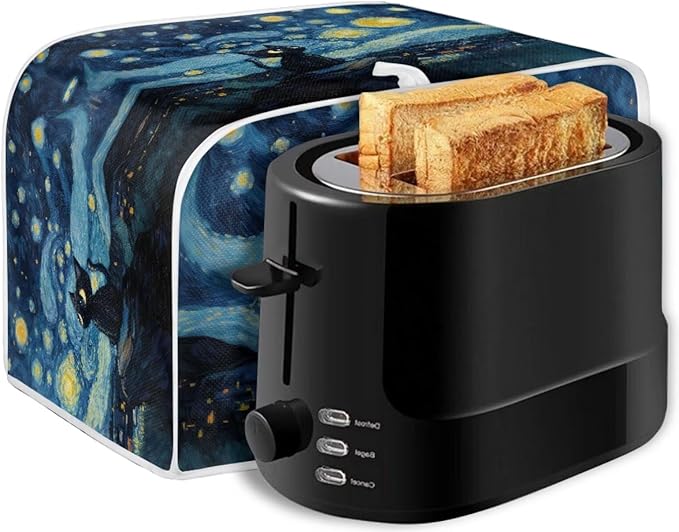 Black Cat Galaxy Toaster Cover 2 Slice Oven Cover Dustproof Kitchen Small Appliance Protector Toaster Dust Covers for Kitchen Counter, S, Blue