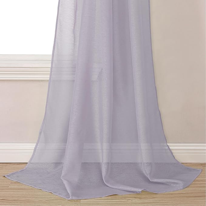 DONREN Lilac Semi Sheer Luxury Scarf for Window - add Beautiful Elegant Effect to Curtain Drapes (Lavender Purple,1 Panel 34 x 144 Inch Length)