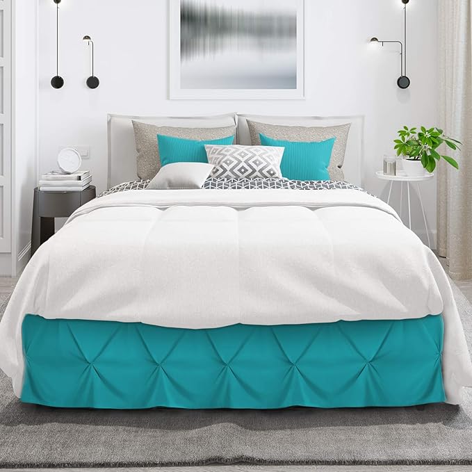 Nestl Premium Microfiber Bedskirt - King Size, Pinch Pleat, 14" Drop, Hotel Quality, Teal