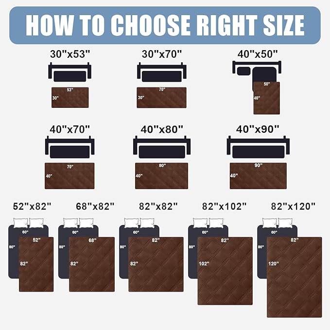 Smiry Waterproof Dog Bed Cover Blanket 52x82, Soft Reversible Pet Blanket, Washable Leakproof Cats Dogs Couch Cover for Sofa, Couch, Furniture, Lattice, Brown/Brown