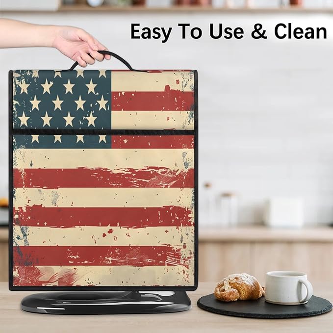 Stand Mixer Cover for 6-8 Quarts Mixer Kitchen Mixer Cover Fits Tilt Head & Bowl Lift Models Stars Stripes Dust Cover for Coffee Maker with Pockets