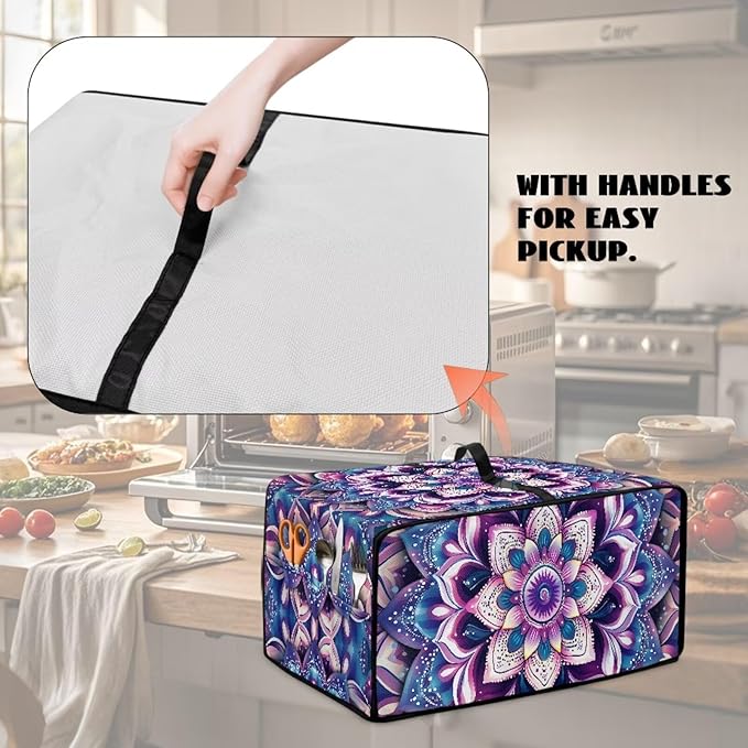 Countertop Convection Oven Cover Dust Protection Air Fryer Toaster Oven Covers with Side Pockets, for Home Kitchen Decor, M, 16.5 x 20.5 x 10 Inches, Violet Boho Floral