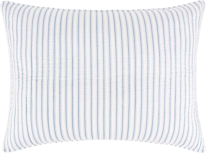Levtex Home Tobago Stripe Blue Reversible Twin XL/Twin Quilt Set (68x86in) with 1 Pillow Sham (26x20in) - Striped - Blue, White - Cotton Twin Size Quilt Bedding Set - Lightweight, Soft, Pre-Washed