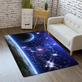 Modern Blue Outer Space Planet Living Room Area Rug Starry Sky Universe Large Carpets for Kids Bedroom Non Skid Playmats Soundproofing, 6'×9'