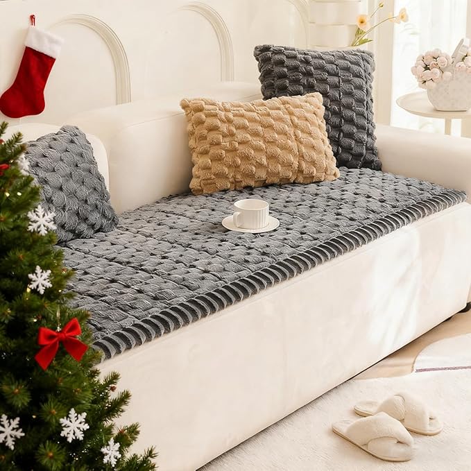 Plush Pet Sofa Covers for Dogs Washable Couch Protector for Cushion, Dog Friendly Furniture Covers Protector