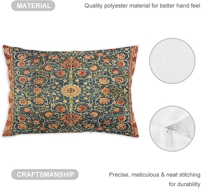 Holland Park William Morris Throw Pillow Covers 12x20 Inch Aesthetic Pillow Velvet Decorative Pillowcase Home Decor Living Room Cushion Case for Bed Sofa Couch
