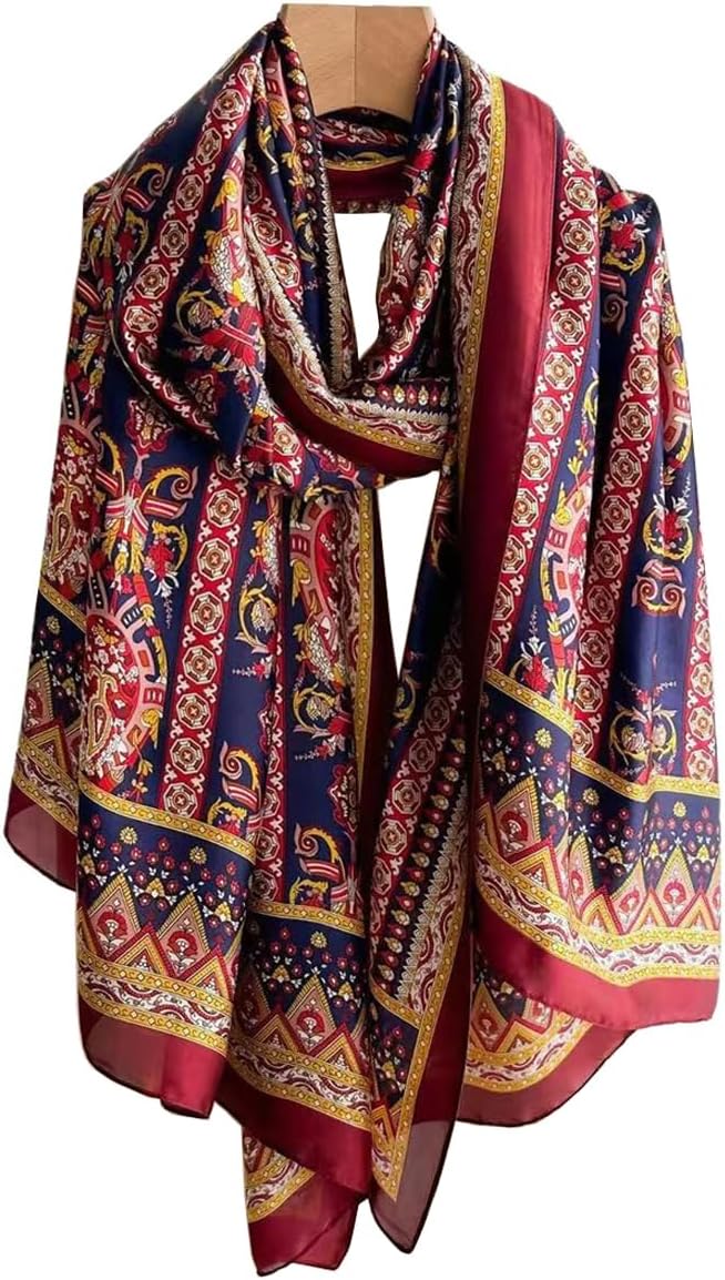 Fashion Scarves Scarf 100% Silk Feeling Scarf Silk Like Scarves Long Lightweight Sunscreen Shawls for Women