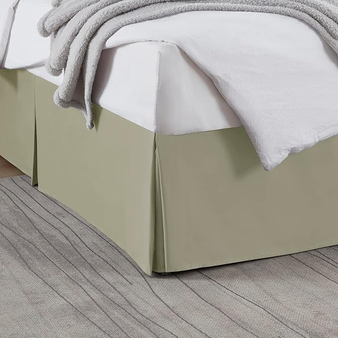 Nestl Green Bed Skirt Queen Size - Queen Bed Skirt 14 Inch Drop - Brushed Microfiber Bed Skirts - Hotel Quality Pleated Bed Skirt - Shrinkage & Fade Resistant