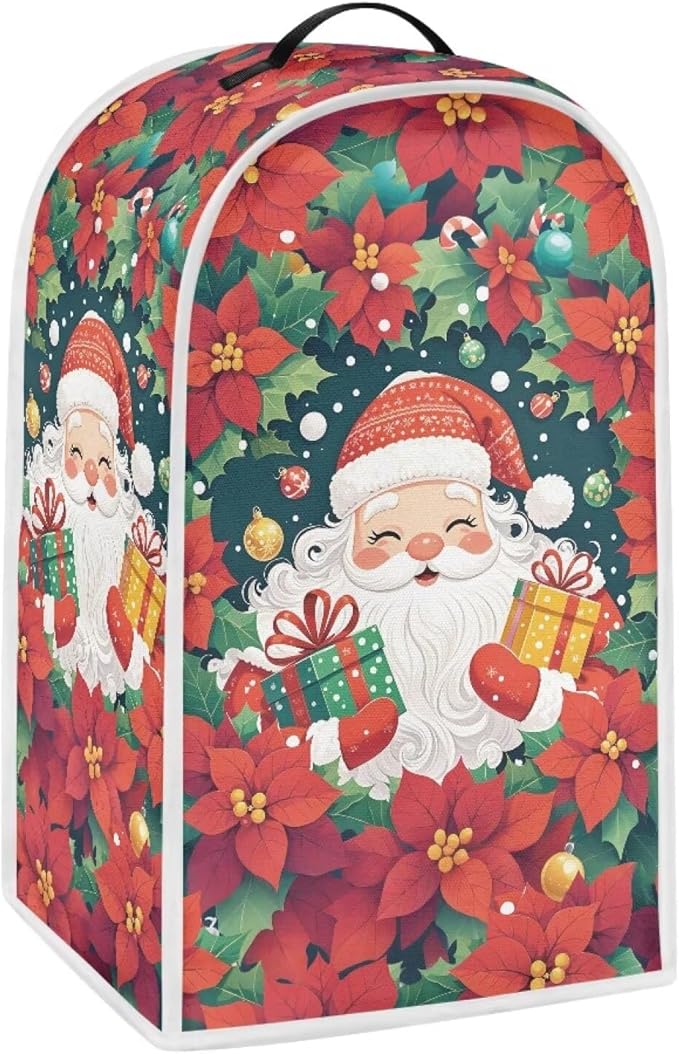 Santa Claus Blender Cover Dust Cover for Kitchen Decorative Food Processor Dust Covers with Handle Easy to Install Protection Covers for Stand Mixer Juice Machine Christmas Decoration