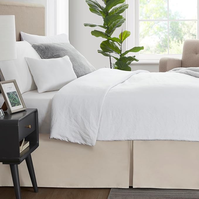 Nestl Linen Bed Skirt Queen Size - Queen Bed Skirt 14 Inch Drop - Brushed Microfiber Bed Skirts - Hotel Quality Pleated Bed Skirt - Shrinkage & Fade Resistant