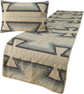 The HomeCentric King Queen Twin Blue & Ivory Handmade Queen 74"x18" Bed Runner with Pillow Cover, Embroidered Bed Scarf on Cotton Fabric - Aztec Armour