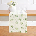 Solino Home Lily Floral Print Table Runner 90 Inches Long - 100% Pure Linen Table Runner 14 x 90 Inch - Lily of The Valley/Off White Print