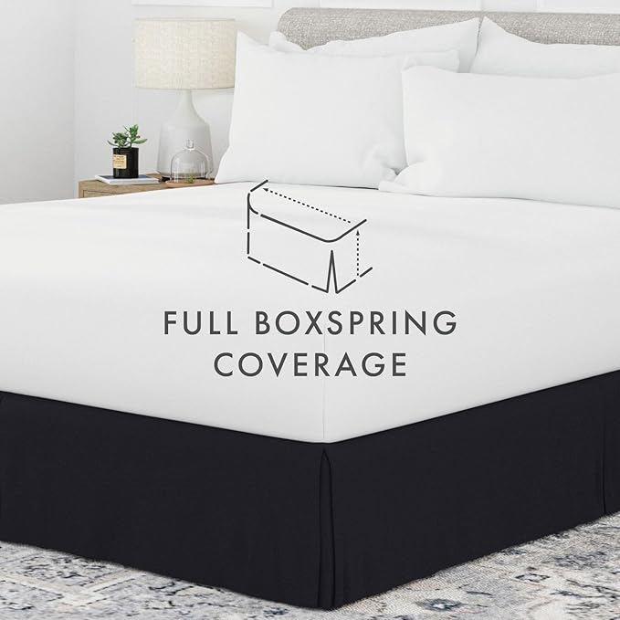 Linen Market Bed Skirt - Ultra Soft Microfiber - Easy Fit with 14 Inch Tailored Drop - Hotel Quality, Shrinkage & Fade Resistant - Bed Cover - Full Size Bed Skirts - Bedroom Décor - (Full, Black)