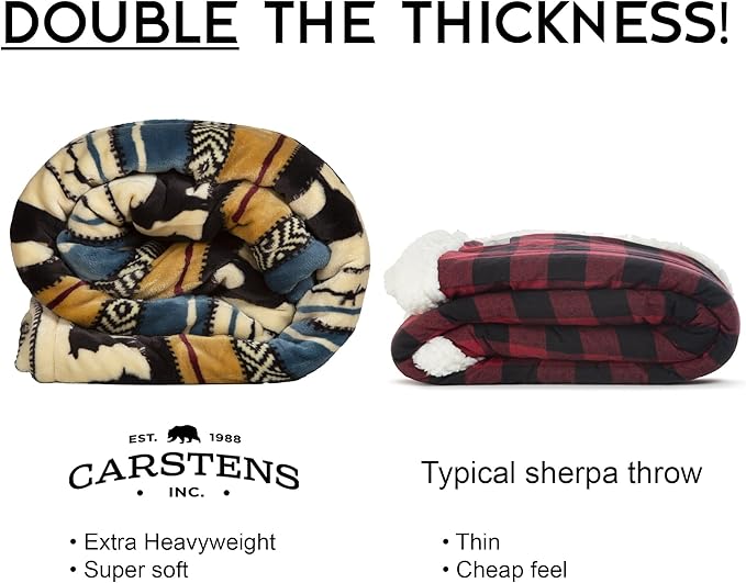 CARSTENS, INC. Ultra Premium Super Soft Plush Sherpa Fleece Oversized Throw Blanket 54" x 68", Morning on The Farm