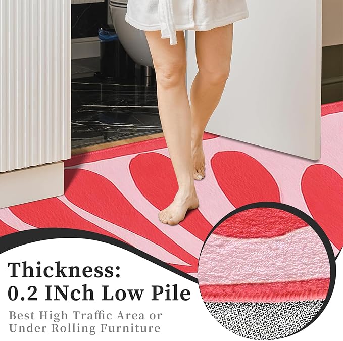 9CH Abstract Matisse Leaf Area Rug 7' X 5 Pink Retro Botanical Faux Wool Rugs Non-Slip Boho Flowers Soft Floor Carpet for Kitchen Entryway Bedroom