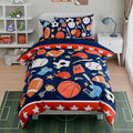 SANDJEST Sports Bedding Sets for Boys, Ultra Soft Microfiber Comforter Full Size Set with 4-Pieces, Comforters for Kids Children Boy Bedroom Decor