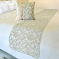 The HomeCentric King/Queen/Twin Ivory & Gold Decorative Twin 53"x18" Bed Runner Without Pillow Cover, Patchwork, Quilted, Jacquard Foil Bed Scarf on Jacquard Fabric - Spinzar