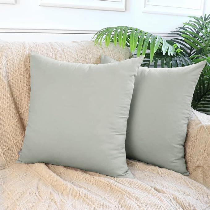 Thmyo 4-Pack 100% Cotton Comfortable Solid Decorative Throw Pillow Case Square Cushion Cover Pillowcase Sublimation Blank Pillow Covers DIY Throw Pillowcase for Sofa Bedroom(20x20 inch/ 50x50cm,Grey)