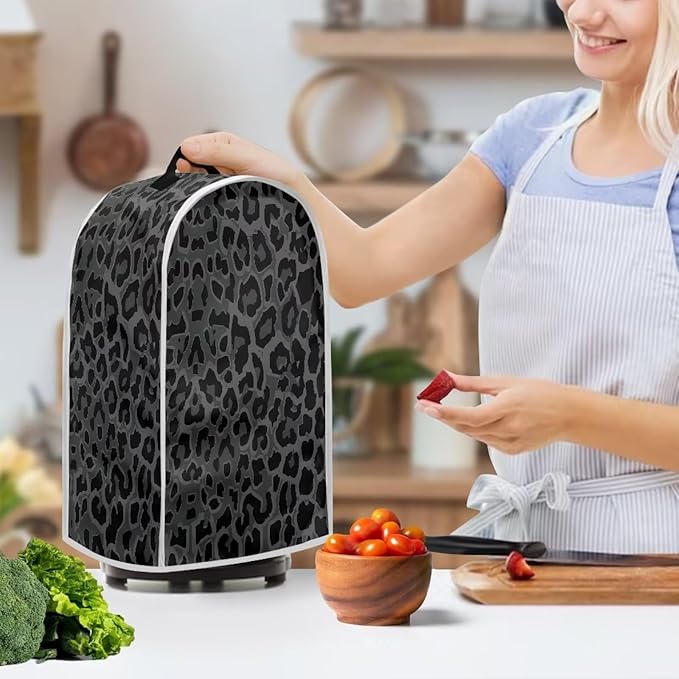 Talayituse Black Leopard Print Blender Dust Cover, Fingerprint Protection Cover for Stand Mixer or Coffee Machine, Home Kitchen Appliance Cover for Stain Dust Resistant Supplies