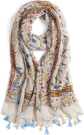 Scarf for Women Lightweight Soft Floral Leopard Printed Scarves Fall Winter Fashion Shawl Wrap with Fringe