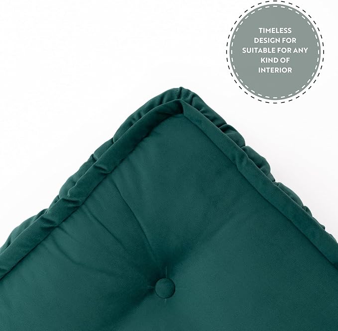 Square Large Floor Cushion, Floor Pillow Thick Floor Seating, Comfortable Supportive, Quilted Soft Booster Seat Pad for Yoga Meditation, Yoga Pillow, Cat and Dog Bed, 56 cm 22 inch Green