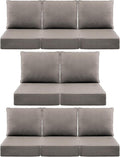 Luxury 6" Outdoor Cushions for Patio Furniture, 24x24x6" Thick Seat Cushion Set of 8, Fade Resistant Couch Chair Replacement Cushions High Density Deep Wicker Chair Cushion w/ Removable Cover Gray