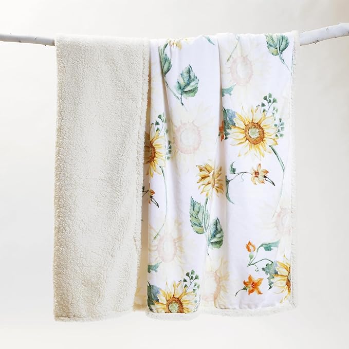CARSTENS, INC. Ultra Premium Super Soft Plush Sherpa Fleece Oversized Throw Blanket 54" x 68", Sunflower