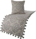 The HomeCentric Grey Bed Runner, Twin Size 53"x18" Decorative Bed Runner with Matching Pillow Cover, Grey Cotton Bed Scarf in Aztec Pattern with Tassels - Grey Aztec