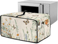 Butterfly Daisy Floral Print Microwave Oven Dust Cover Dust-Proof Heavy Duty Microwave Oven Cover with Storage Pockets Waterproof Decor Accessories for Kitchen, M