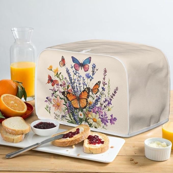 ZFRXIGN Flower Butterfly Toaster Cover Small Appliance Covers Toaster Cover 4 Slice Kitchen Decor Toaster with Top Handle Toaster Bag Dust Cover Beige Daisy Toaster Cover