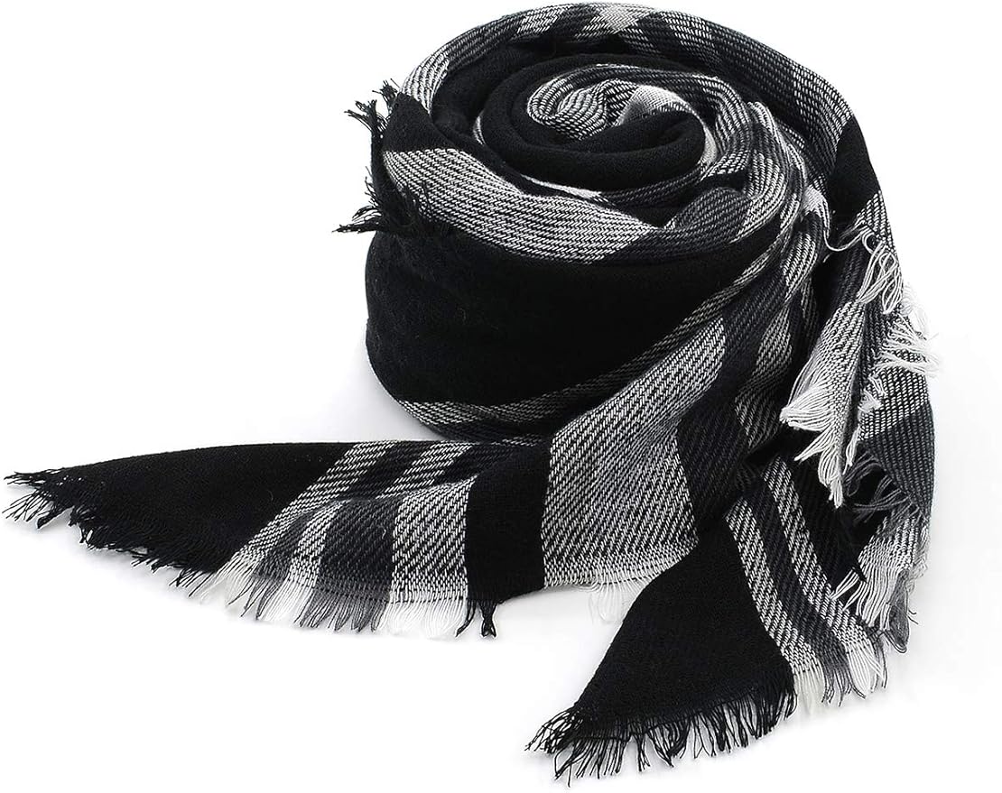 American Trends Women's Cozy Warm Winter Fall Blanket Scarf Stylish Soft Chunky Checked Giant Scarves Shawls