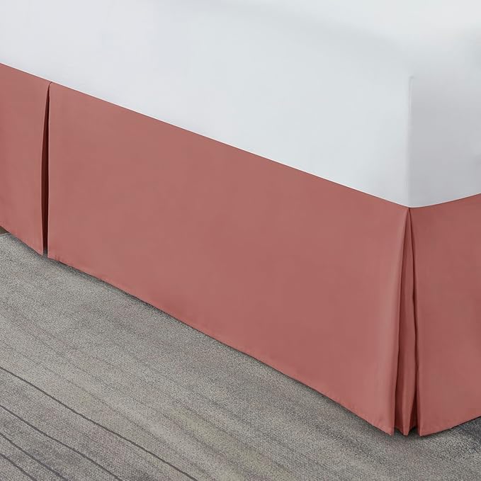 Nestl Pink Clay Full XL Bed Skirt - Full XL Size Bed Skirt 14 Inch Drop - Brushed Microfiber Bed Skirts - Hotel Quality Pleated Bed Skirt - Shrinkage & Fade Resistant