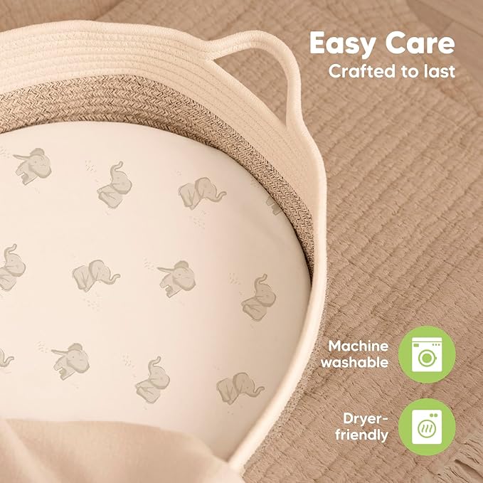 2-Pack Baby Bassinet Sheets Girl, Boy - 33x17 Viscose Derived from Bamboo Bedside Mattress Fitted Bassinet Sheets, Compatible with Halo Bassinest Swivel Sleeper, Baby Delight, Graco(Butterflies)