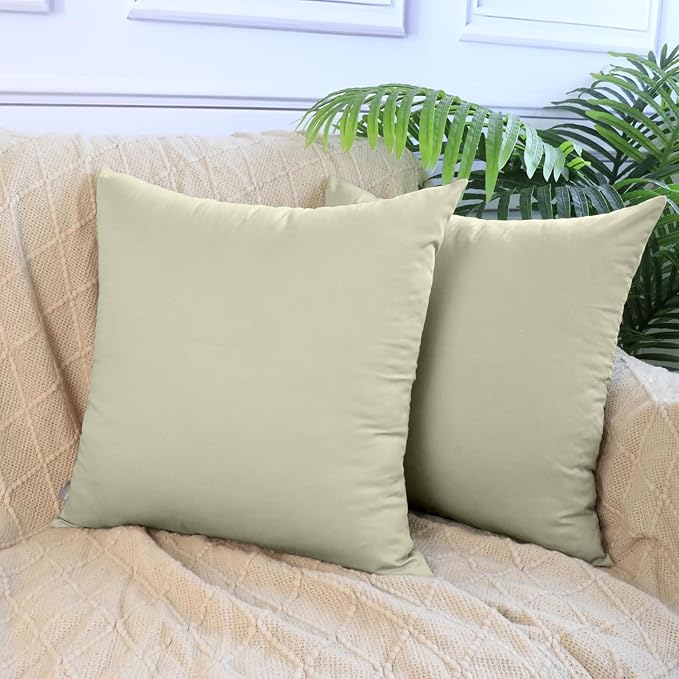 4-Pack 100% Cotton Comfortable Solid Decorative Throw Pillow Case,Thmyo Square Cushion Cover Pillowcase Sublimation Blank Pillow Covers DIY Throw Pillowcase for Sofa Bedroom(20x20 inch/ 50x50cm,Beige)