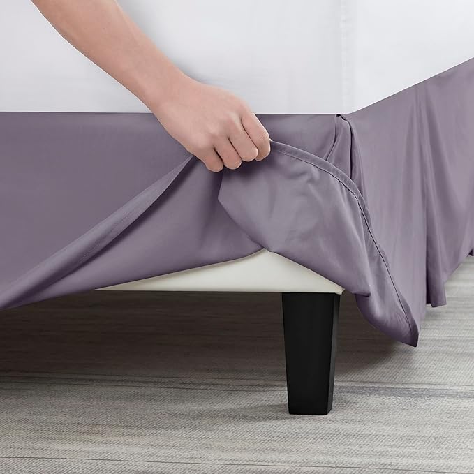 Nestl Grayish Purple Bed Skirt King Size - King Bed Skirt 14 Inch Drop - Brushed Microfiber Bed Skirts - Hotel Quality Pleated Bed Skirt - Shrinkage & Fade Resistant