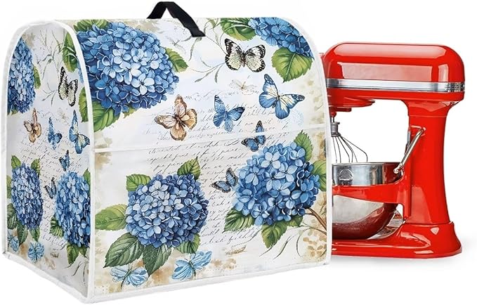 Butterfly Stand Mixer Cover 6-8 Quart Hydrangea Floral Kitchen Appliance Dust Cover Universal for Air Fryers, Coffee Makers Pressure Cooker Mixer Parts & Accessories