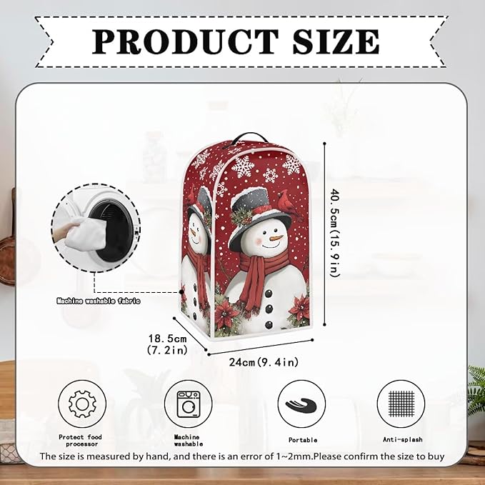 Talayituse Cardinal Snowman Print Blender Dust Cover, Fingerprint Protection Cover for Stand Mixer or Coffee Machine, Home Kitchen Appliance Covers for Stain Dust Resistant Supplies Christmas Decor