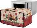 Christmas Toaster Oven Dust Cover with Storage Pockets, Protective Decorative Smart Oven Cover for for Kitchen Countertop, L, 18.5 x 22.5 x 13 Inches, Rooster Chicken Poinsettia Red Beige