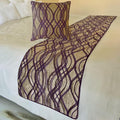 The HomeCentric King/Queen/Twin Plum Designer King 90"x18" Bed Runner with Pillow Cover, Quilted Bed Scarf on Jacquard Fabric - Plum Swirls
