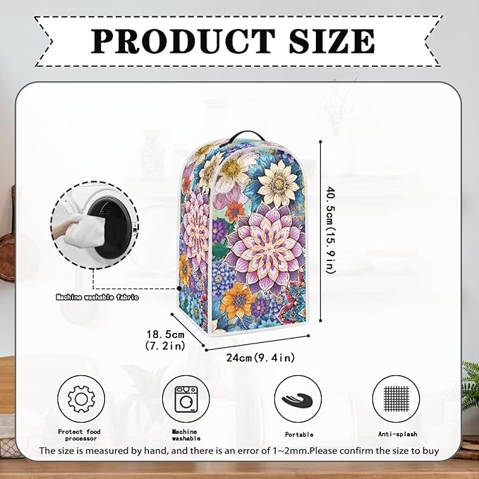 Bohe Flower Pattern Blender Cover Kitchen Blender Dust Covers Food Processor Dust Cover Stand Mixer Case Coffee Maker Appliance Cover for Home Kitchen Indoor
