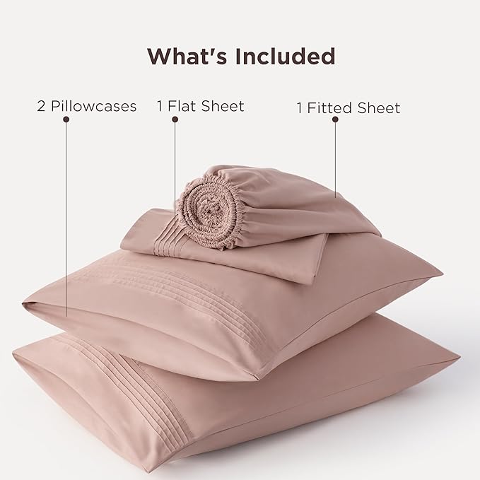 Bedsure Deep Pocket King Sheet Set - Fits Mattresses Up to 21 Inches Thick - 4 Piece GentleSoft Bed Sheets, Moisture Wicking, Soft & Cooling Bedsheet & Pillowcases, Easy & Secure Fit, Dusty Pink