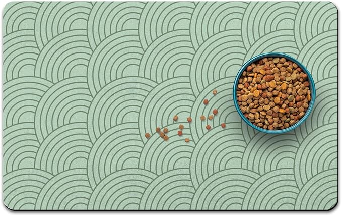 Dog Food Mat for Floors, Absorbent and Quick-Drying Pet Cat Food Mat,Anti-Fouling and Easy-to-Clean Pet Feeding Mat,Dog Bowl Mats for Messy Drinking Water Bowls.17x27inch Boho Style