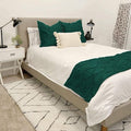Bed Runner Set - 100% Pure Cotton 800 Thread Count - Luxury 1 Pinch Pleated Bed Runner and 2 Pillow Cover - 3 Piece Pinch Pleated Bed Runner Set King, Teal