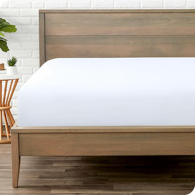 Bare Home Fitted Bottom Sheet Hospital Size - Premium 1800 Microfiber - Ultra-Soft Hotel Luxury - Deep Pocket - Durable and Long Lasting (Hospital, White)
