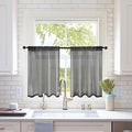 MIULEE 2 Panels Kitchen Tiers Half Window Sheer Halloween Curtains-Rod Pocket Voile Drapes for Kitchen Bathroom-Small Windows 29 by 36 Inch Black
